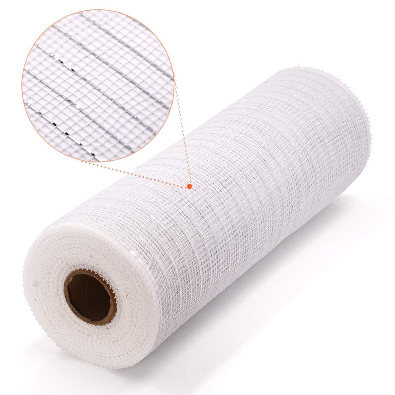 Koopi Deco Mesh 10 inch x 10 Yards Each Roll, Metallic Foil Mesh Ribbon Red, White, Royal, Navy Blue Set for Wreaths, Swags, Craft, Party and Decorating Supplies - 4 Rolls - Image 3